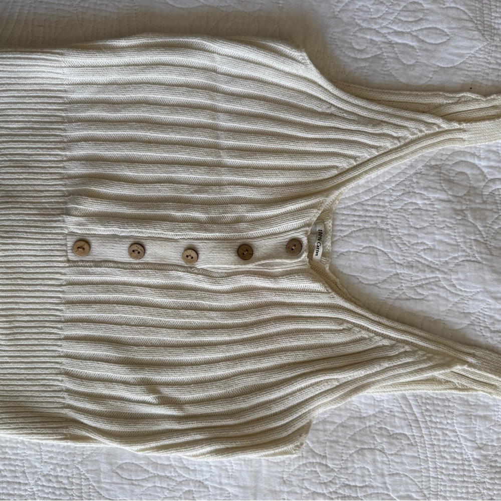 A&F Cream Ribbed Knit Tank Top